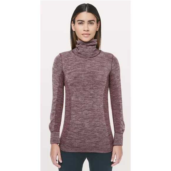 LULULEMON Woolly Wonder Turtleneck Top in Dark Adobe / White Wool - Size US 6 - Picture 1 of 14